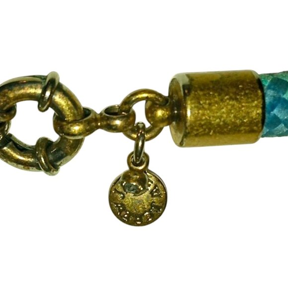 J. CREW Signed Vintage Chunky Blue Orange Rhinestone Floral Necklace Gold Tone - Picture 4 of 16